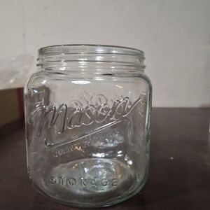Mason Jar Canister STORAGE Craft & More 80 oz  White Glass 7 x 6 Square